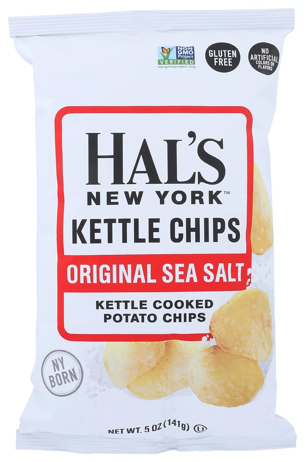 Hal's New York Original Sea Salt Potato Chips, Gluten Free, 5 Ounces (Pack Of 2)